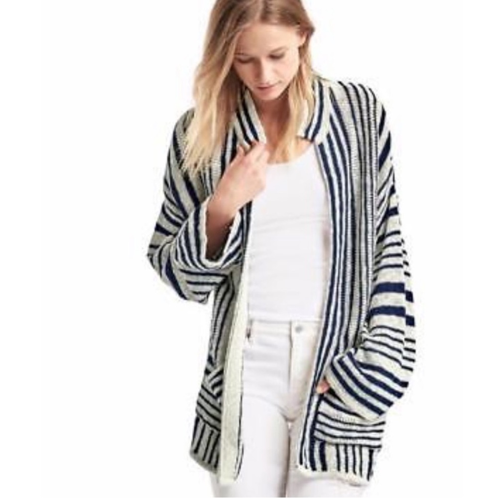 GAP navy white stripe boxy Oversized knit cardigan XS/S